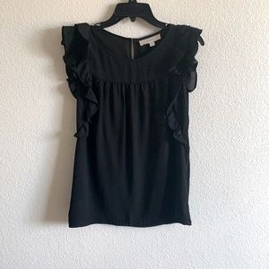 Black Ruffled Tank Top
